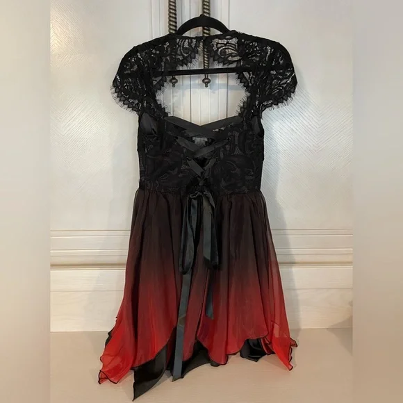 NWT DollsKill/Unholy Black and Red Ombre Mini Dress - Picture 3 of 7
